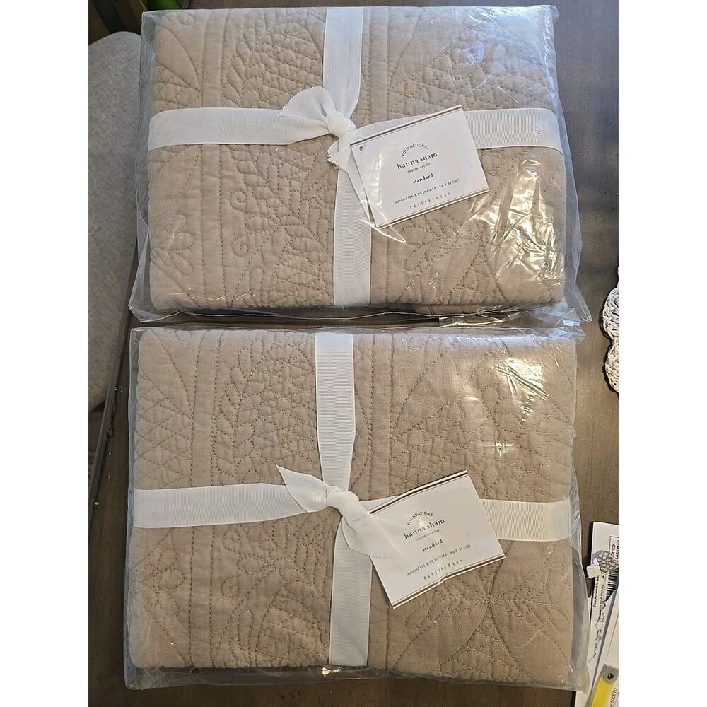NWT Set Of 2 Pottery Barn Hanna Sham Standard Size 26x20 Inches Tan